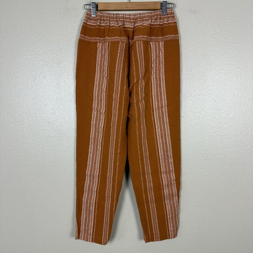 Free People Wide Yoke Pull On Stripe Pants Women's XS Cotton Beach Boho Mustard - Picture 4 of 4